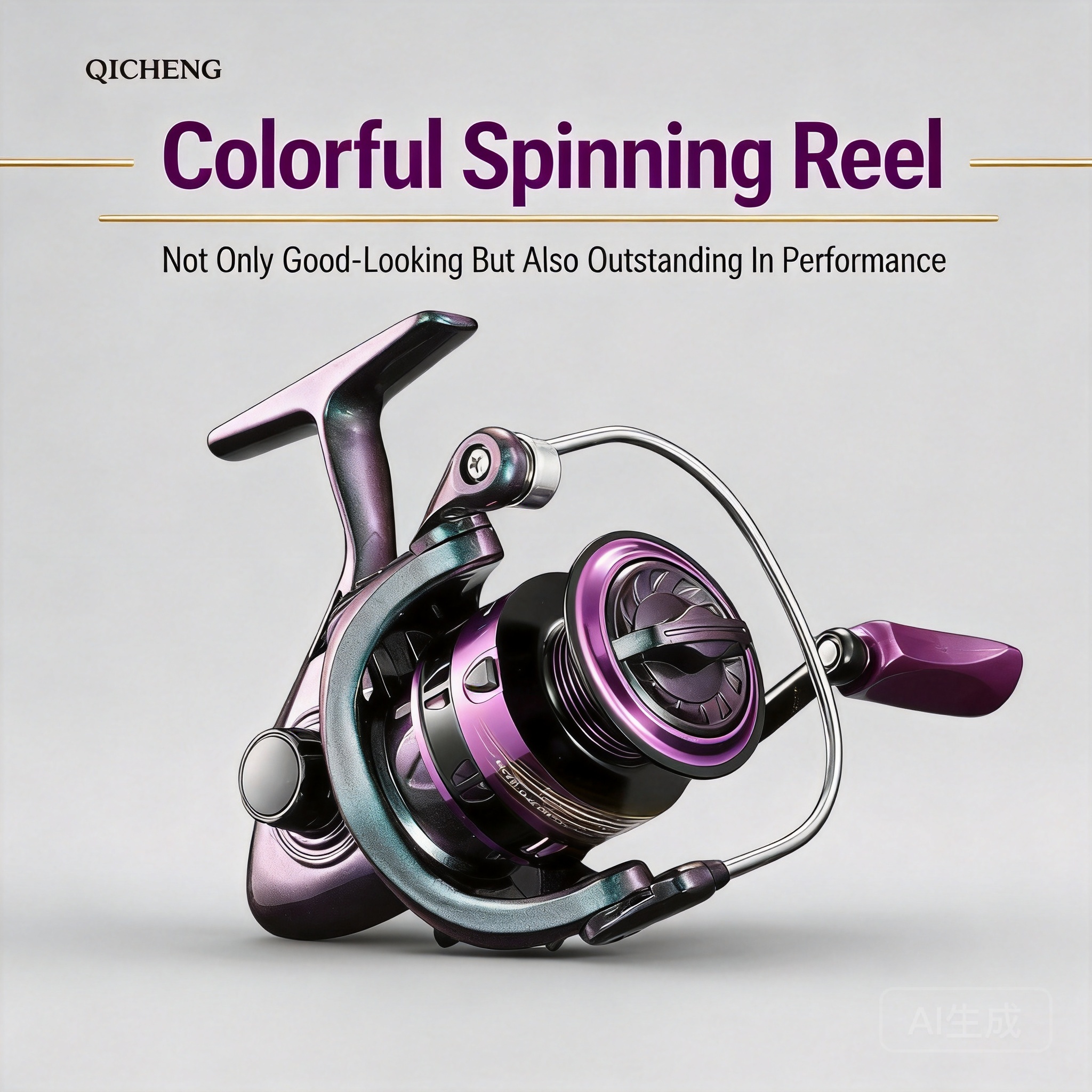 Ice Fishing Reel - Moulinet de pêche rotatif violet coloré,