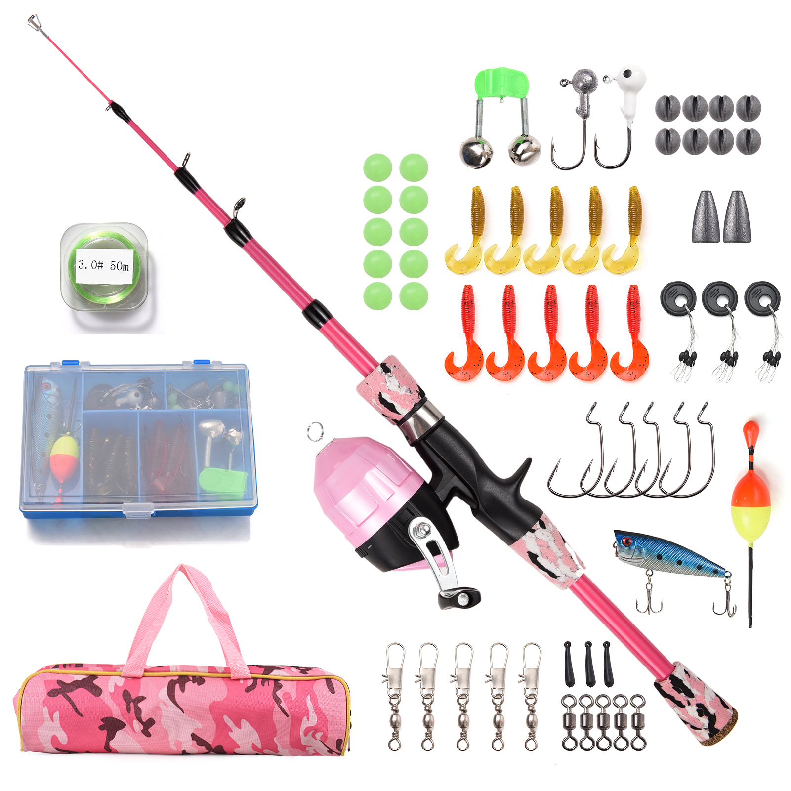 Spincast Reel - Kit de pêche au chlore télescopique