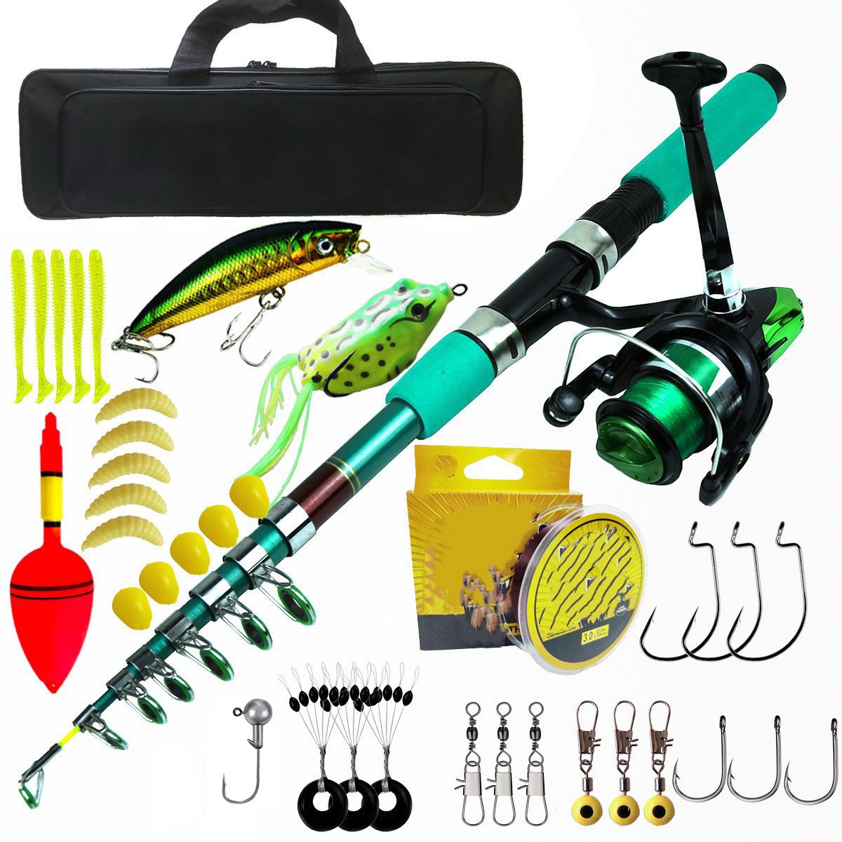 Spinning Reel - Kit Combo Canne à Pêche Télescopique